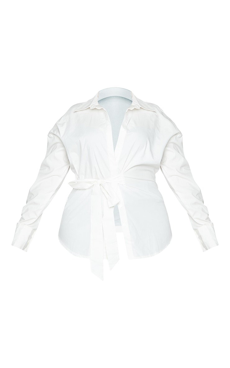 Plus Chemise en popeline blanche à lien noué sur les côtés image 5