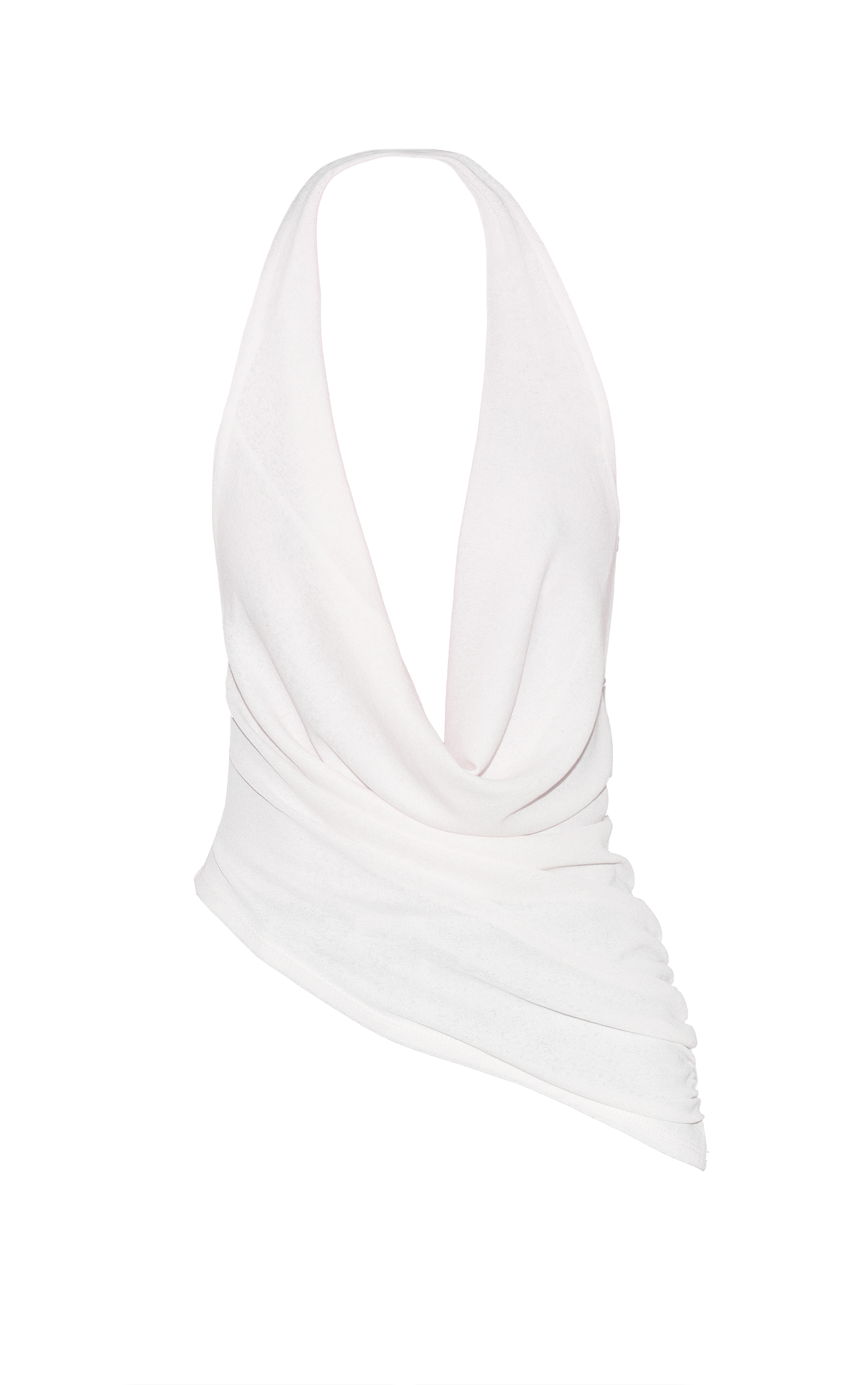 White Burnout Mesh Cowl Neck Detail Long Top image 5