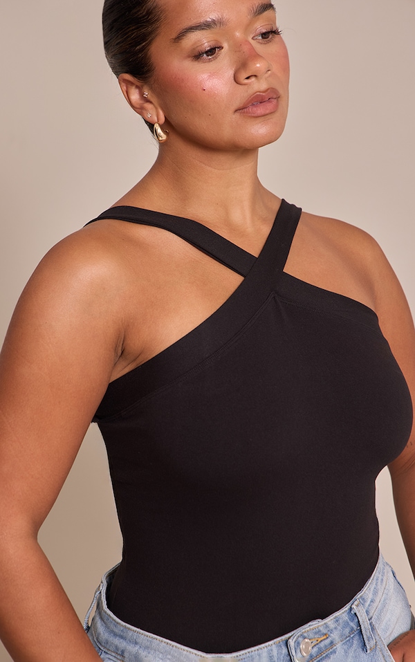 Shape Black Sculpt Cross Shoulder Bodysuit