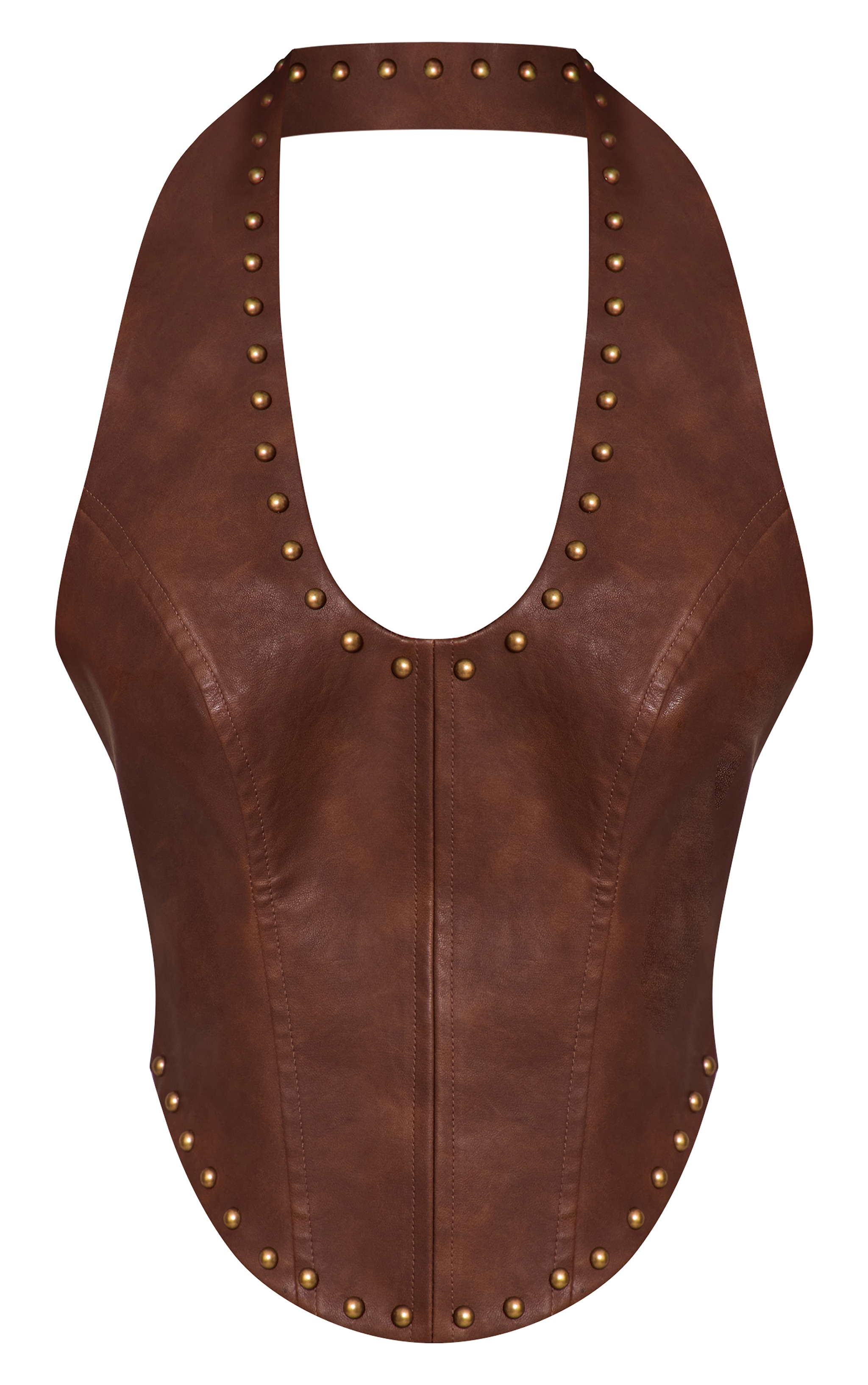 Petite Chocolate Stud Detail Halterneck Top image 5