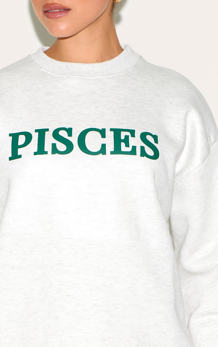 Ash Grey Pisces Printed Oversized Sweat image 4