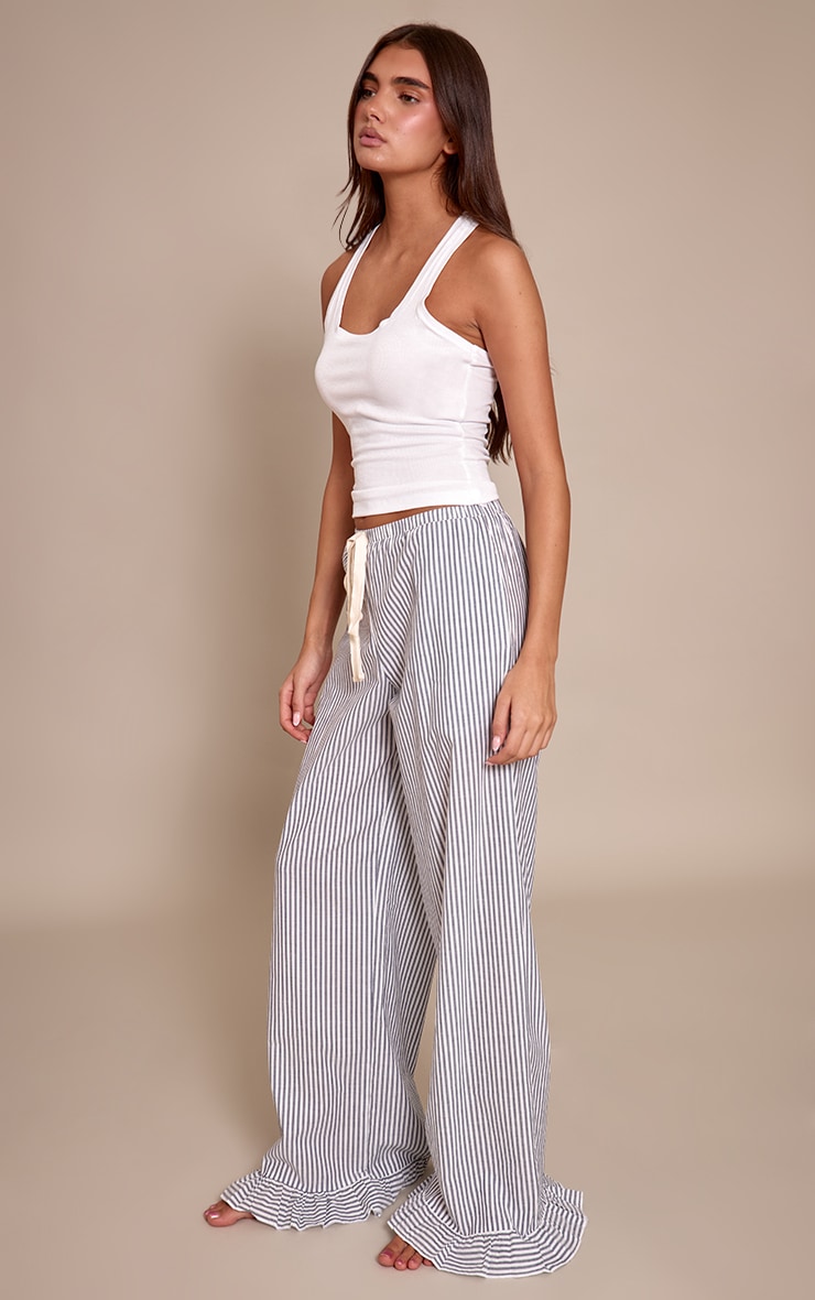 Blue Pinstripe Pants with Contrast Ties  image 2