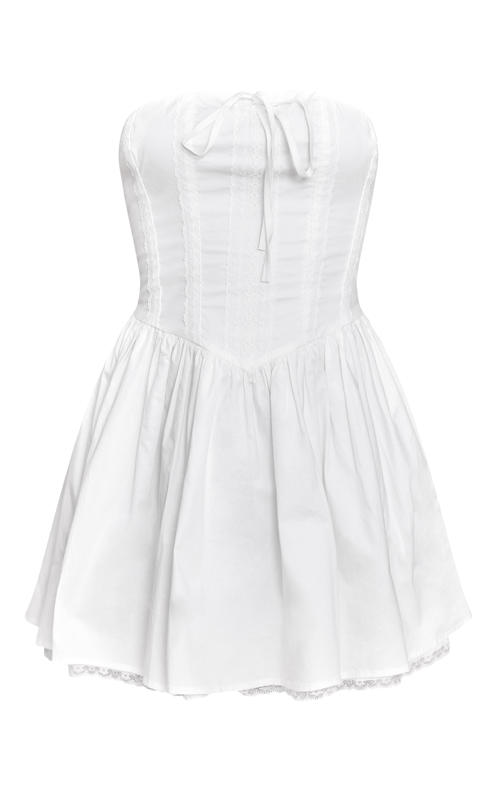 White Bandeau Lace Detail Shift Dress image 5