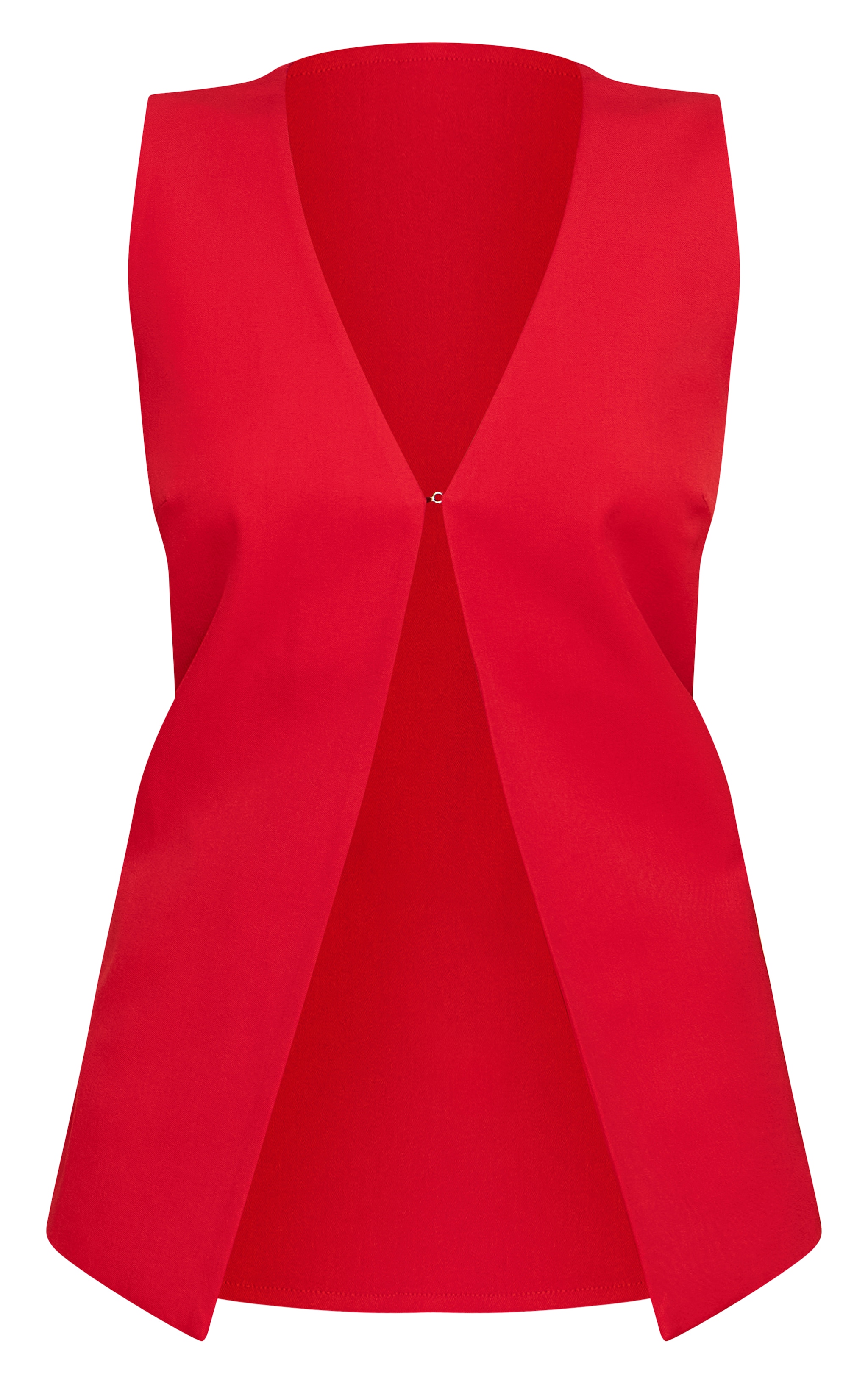 Gilet de tailleur tissé rouge tomate à agrafe et oeillet image 5