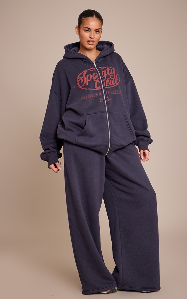 Plus Navy Oversized Zipped Hoodie | Plus Size | PLT QA