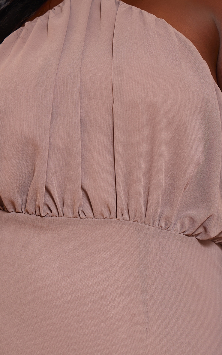 Plus Taupe Chiffon Halter Neck Maxi Dress image 4