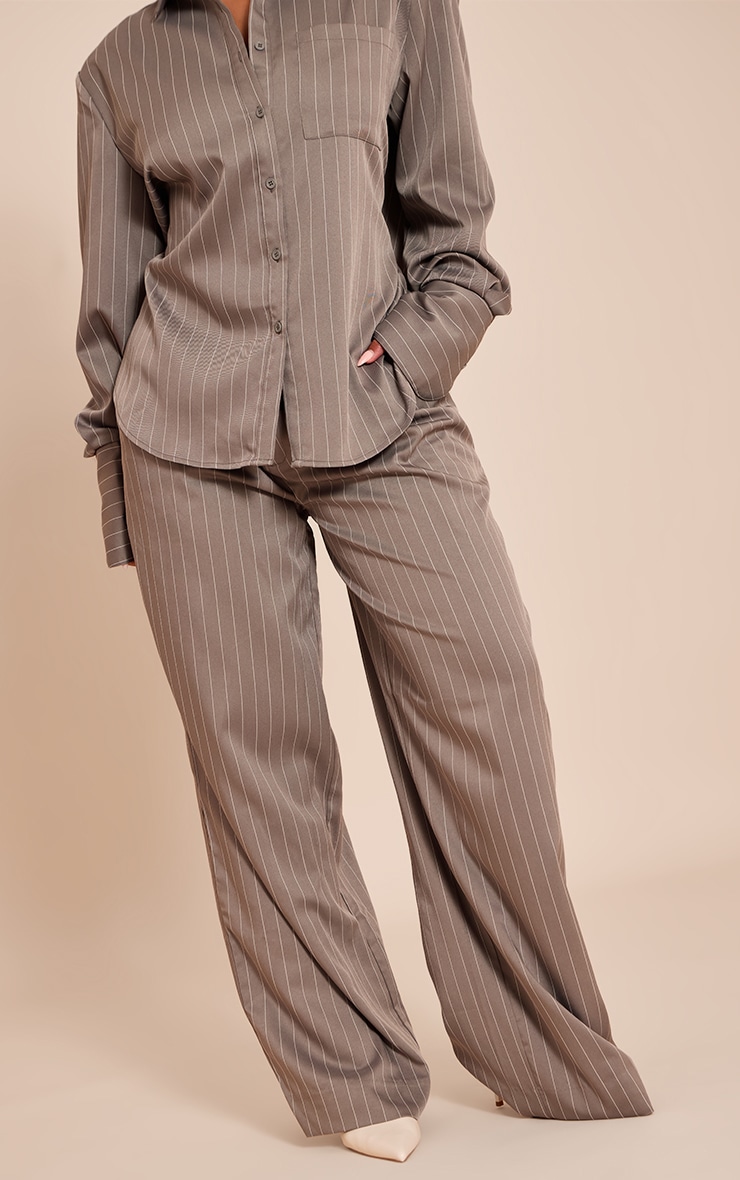 Shape Grey Pinstripe Wide Leg Pants image 2