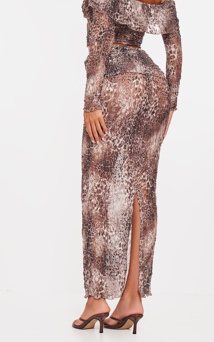 Tall Leopard Crushed Lace Maxi Skirt image 3