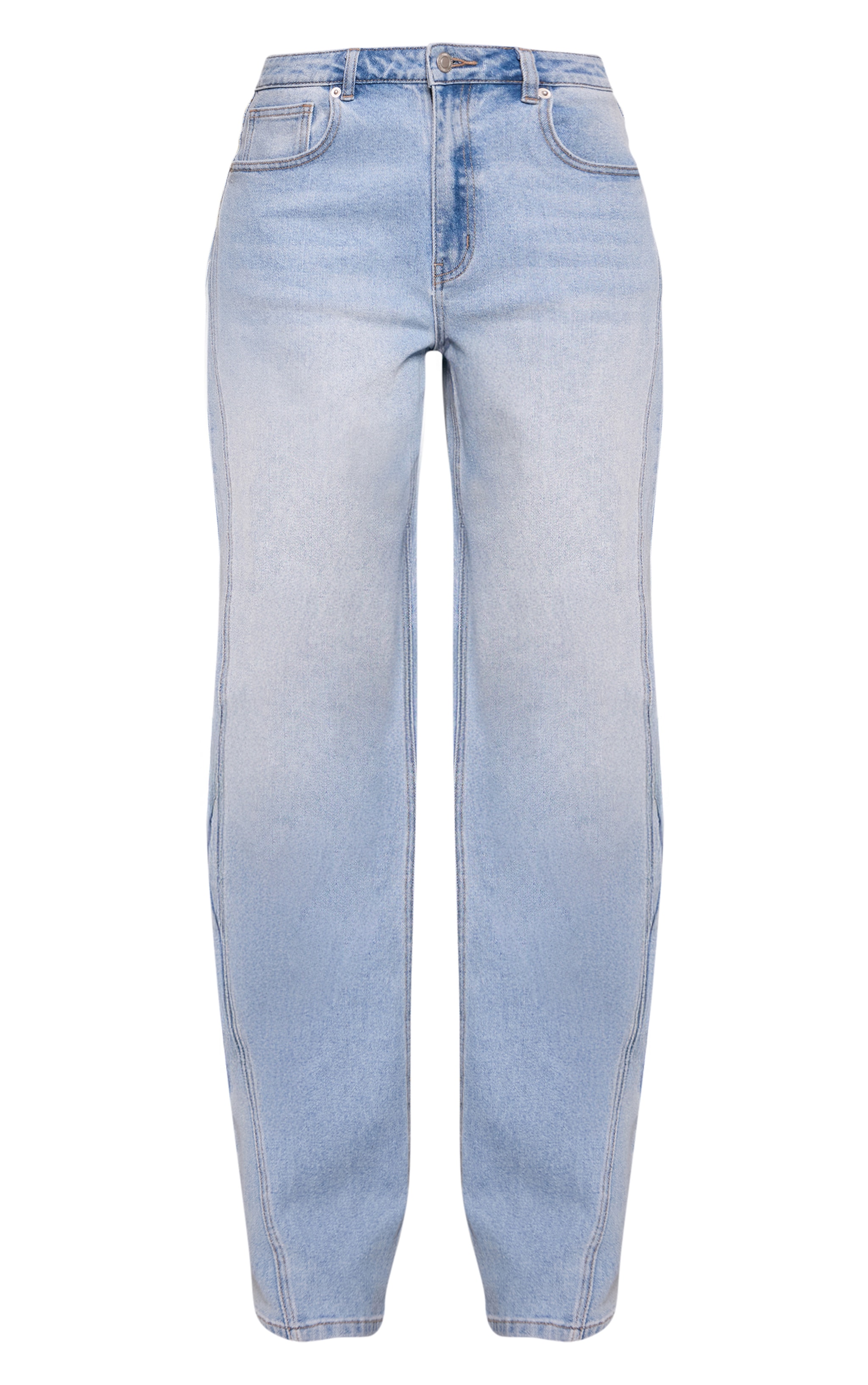 Tall Mid Blue Mid Rise Stretch Barrel Jeans image 5