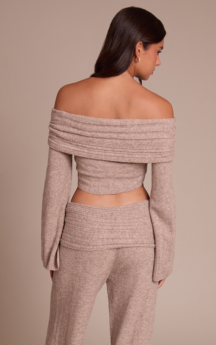Mocha Rib Soft Knit Bardot Top image 2