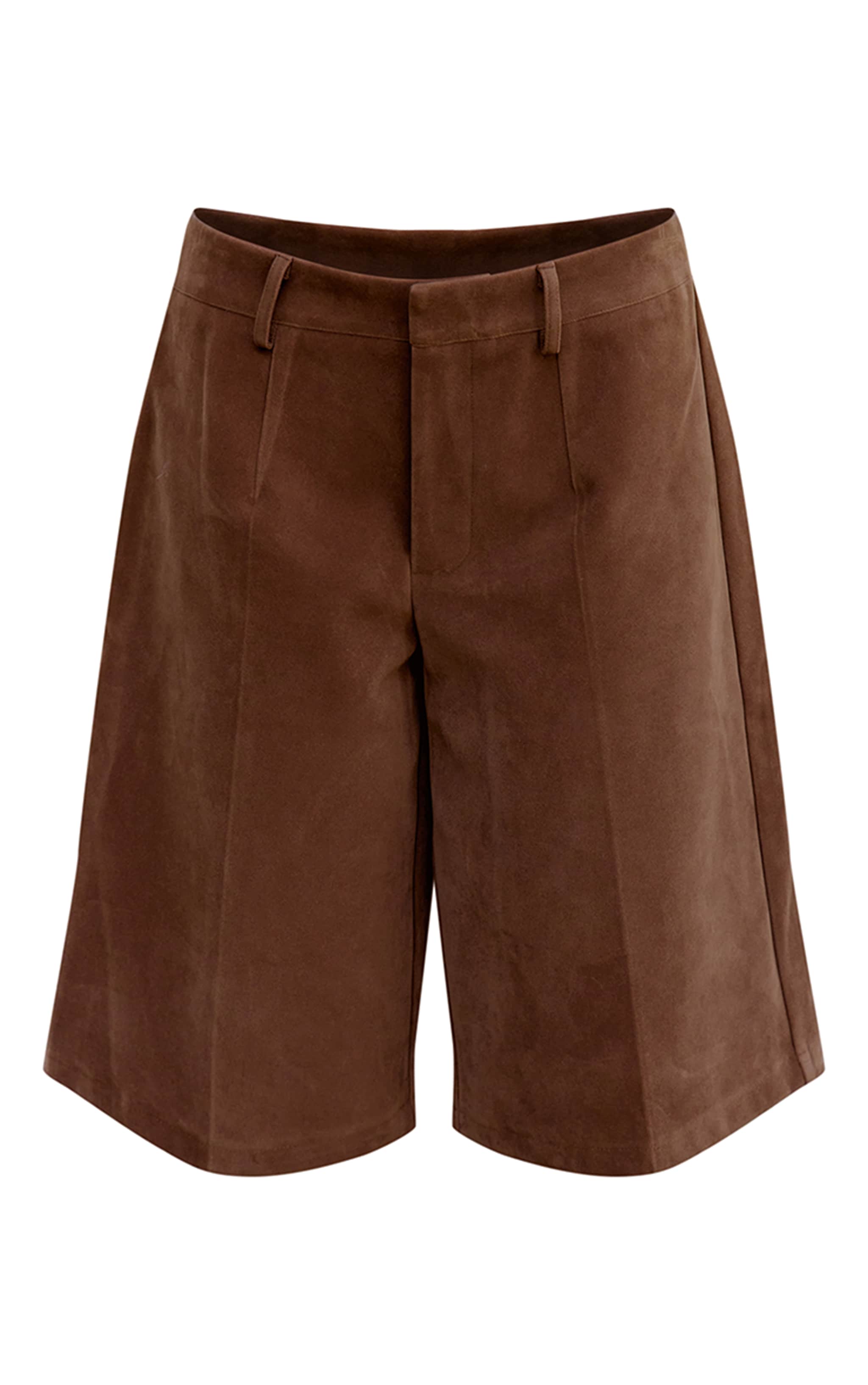 Camel Faux Suede Jorts image 5
