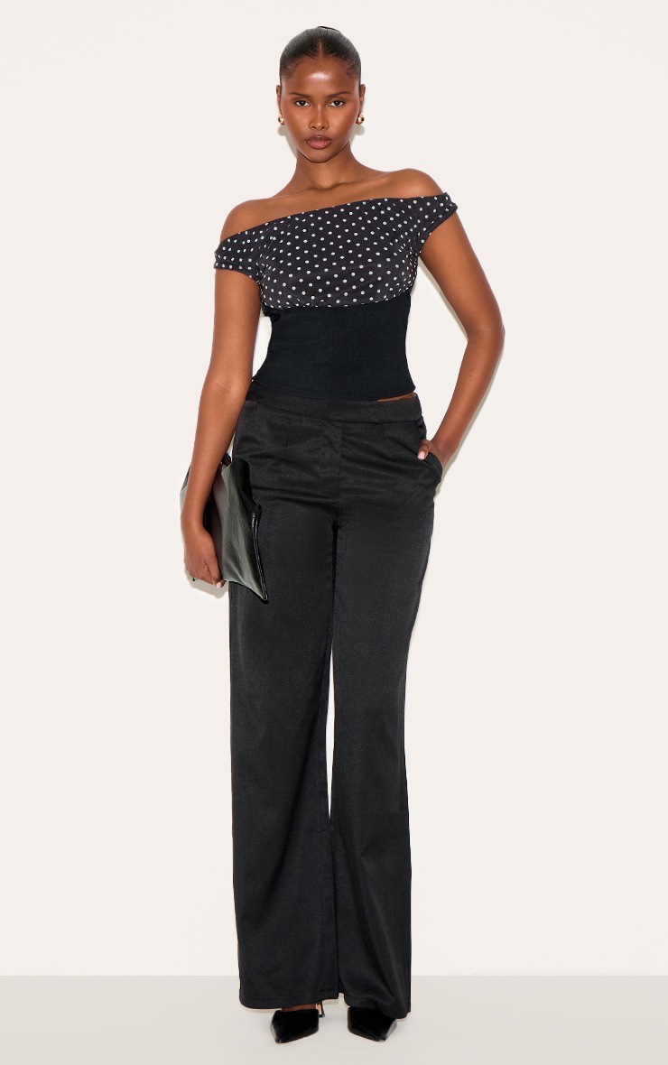Polka Dot Mesh Wool Blend Knit Top