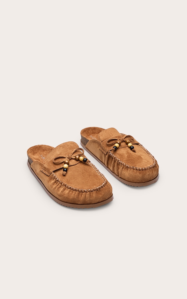 Tan Suede Tassel Detail Footbed Mule image 3