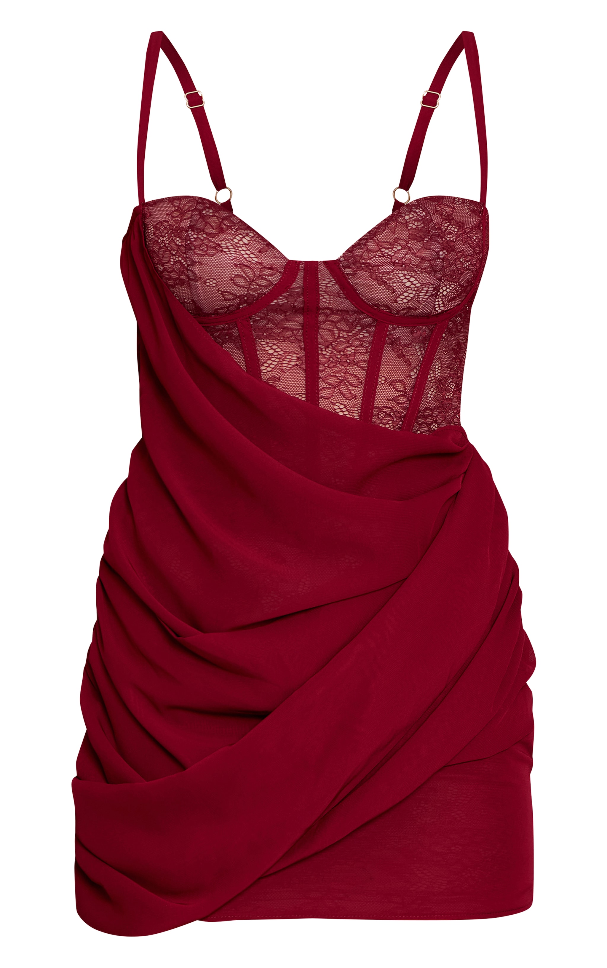 Plum Lace Corset Detail Mini Dress image 5