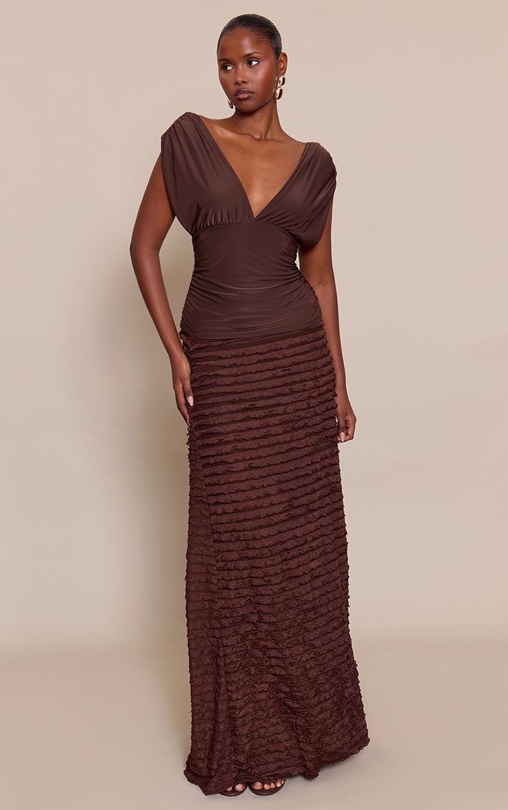 Chocolate Extreme Ruffle Floaty Maxi Skirt image 1