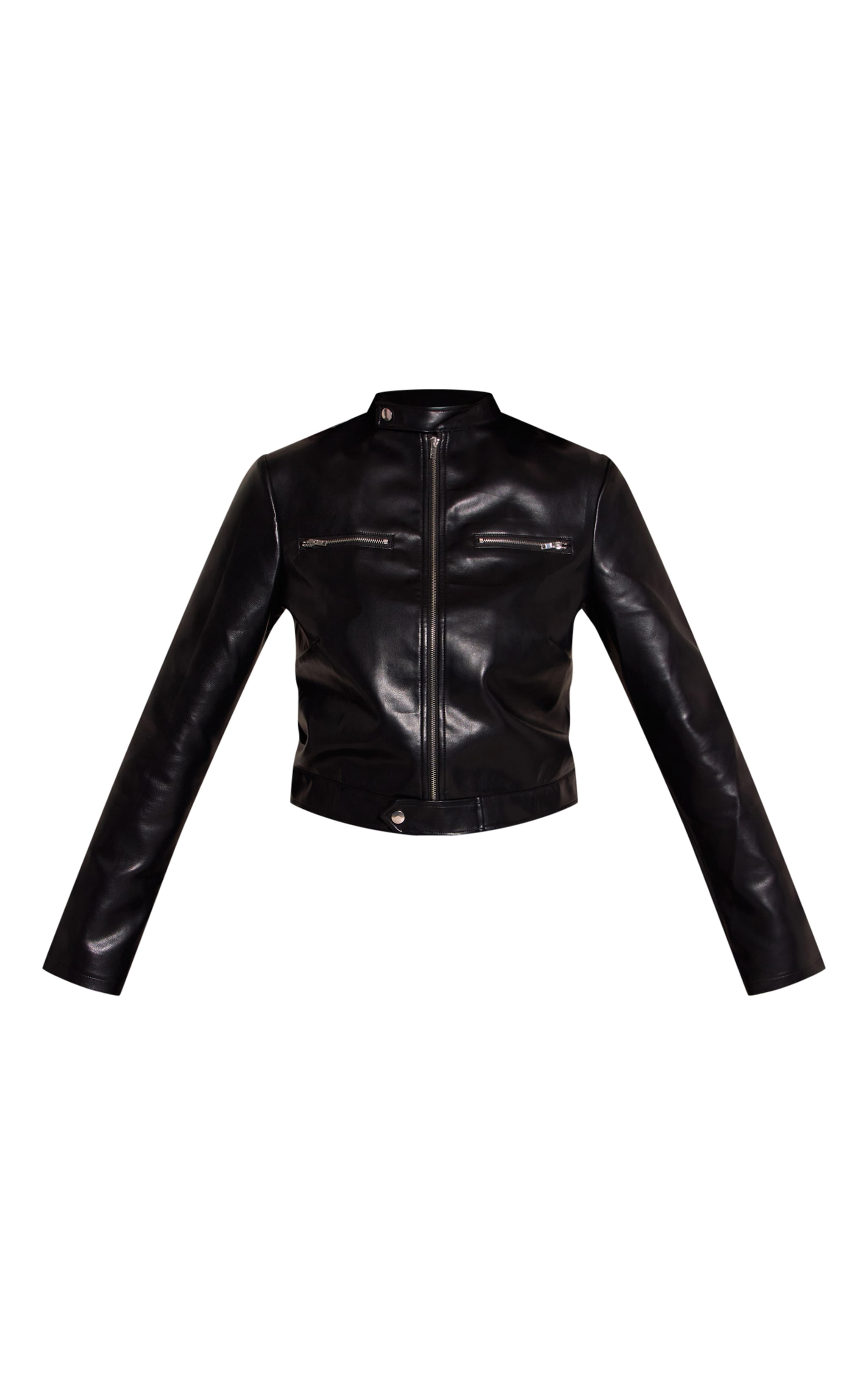 Shape Black Faux Leather Biker Style Jacket  image 5