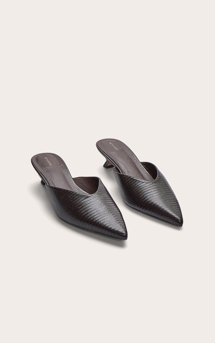 Chocolate Snake Point Toe Low Heel Mules image 3
