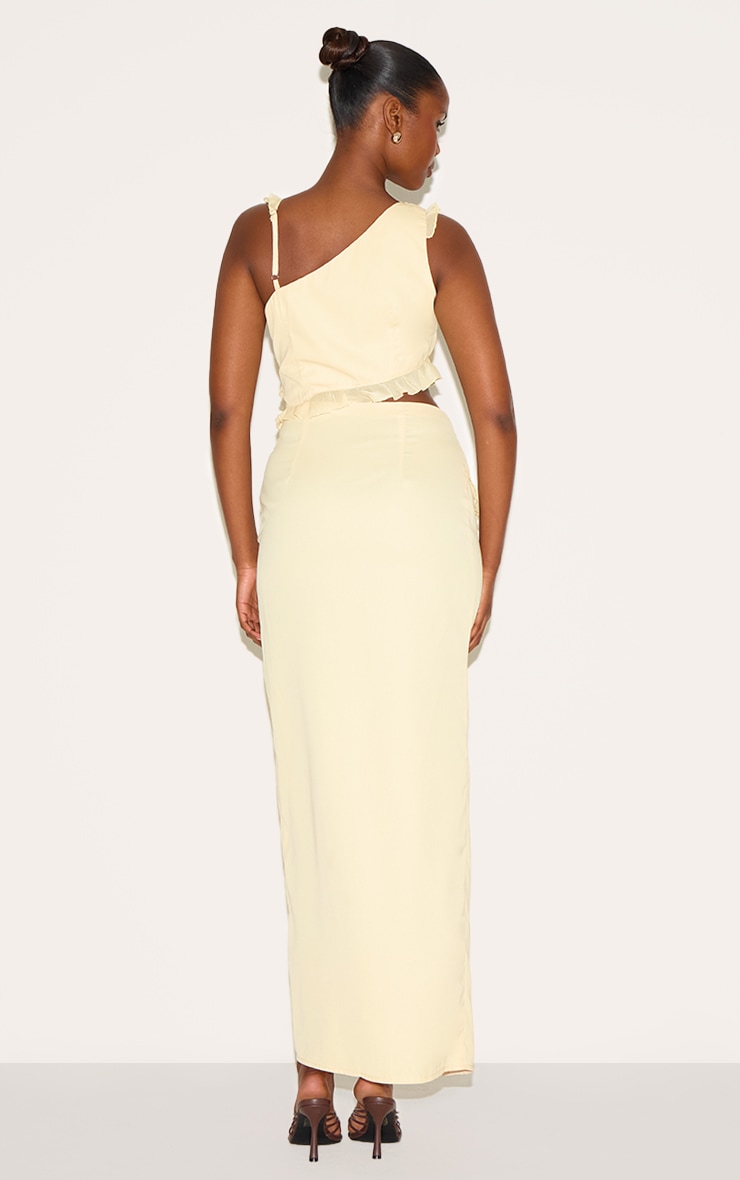 Butter Cream Chiffon Frill Cut Out Maxi Dress image 2