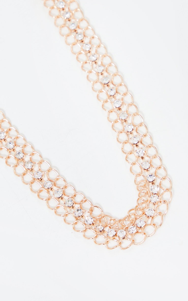 Gold Double Hoop Chain Middle Diamante Trim Belt PrettyLittleThing