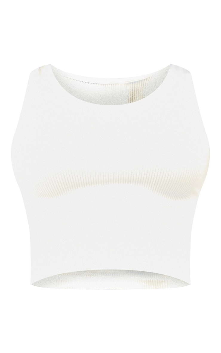 Tall White Structured Contour Sleeveless Ribbed Crop Top image 1