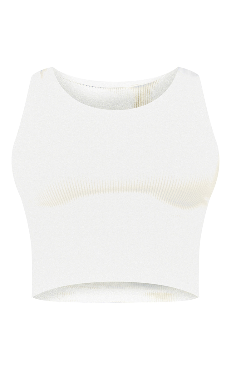 Tall  White Structured Contour Sleeveless Ribbed Crop Top image 1