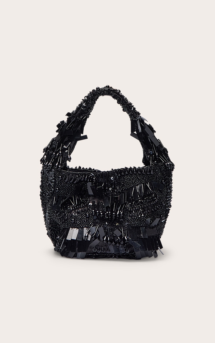 Black Ornate Sequin Beaded Bag image 2