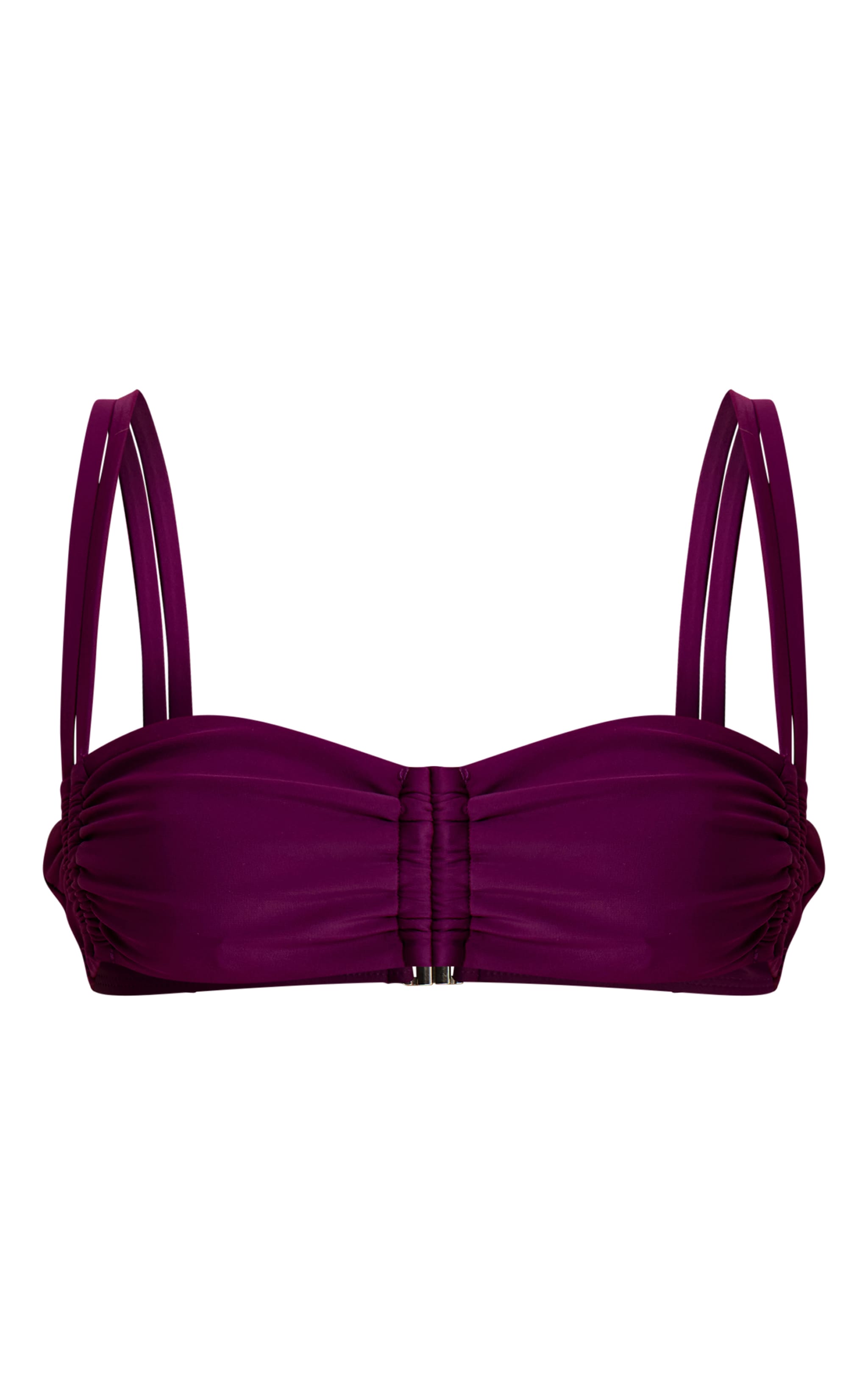 Plum Ruched Double Strap Bikini Top image 5