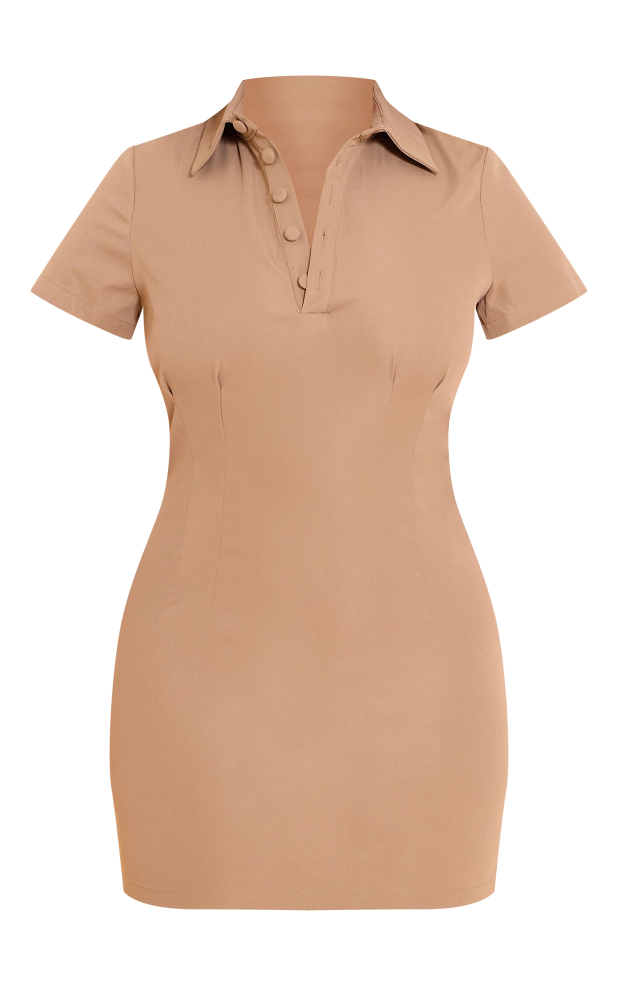 Shape Mocha Stretch Woven Button Front Mini Dress image 5