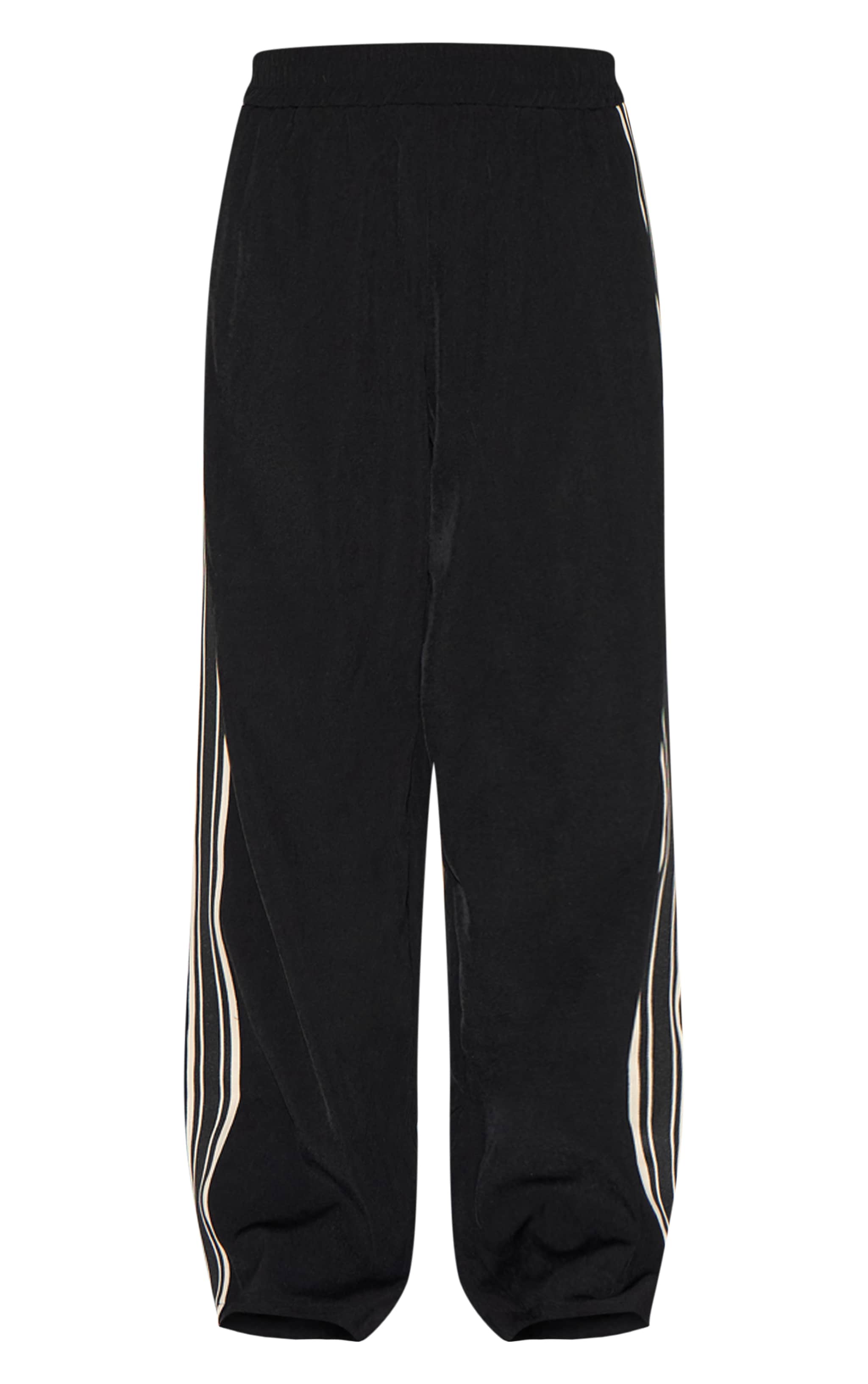 Black Side Stripe Woven Wide Leg Pants image 5