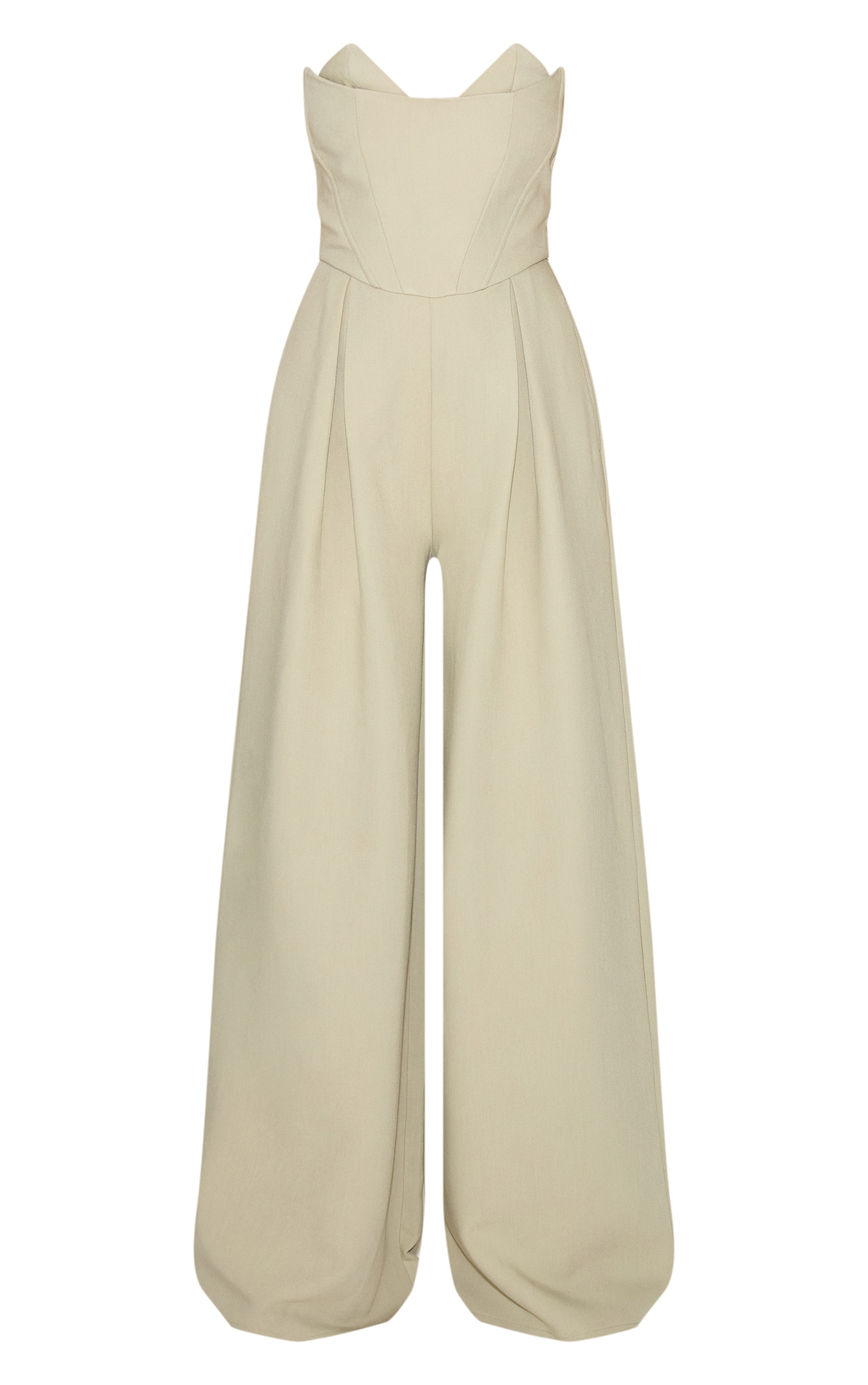 PLT Label Sage Corset Bust Detail Wide Leg Tailored Jumpsuit image 5