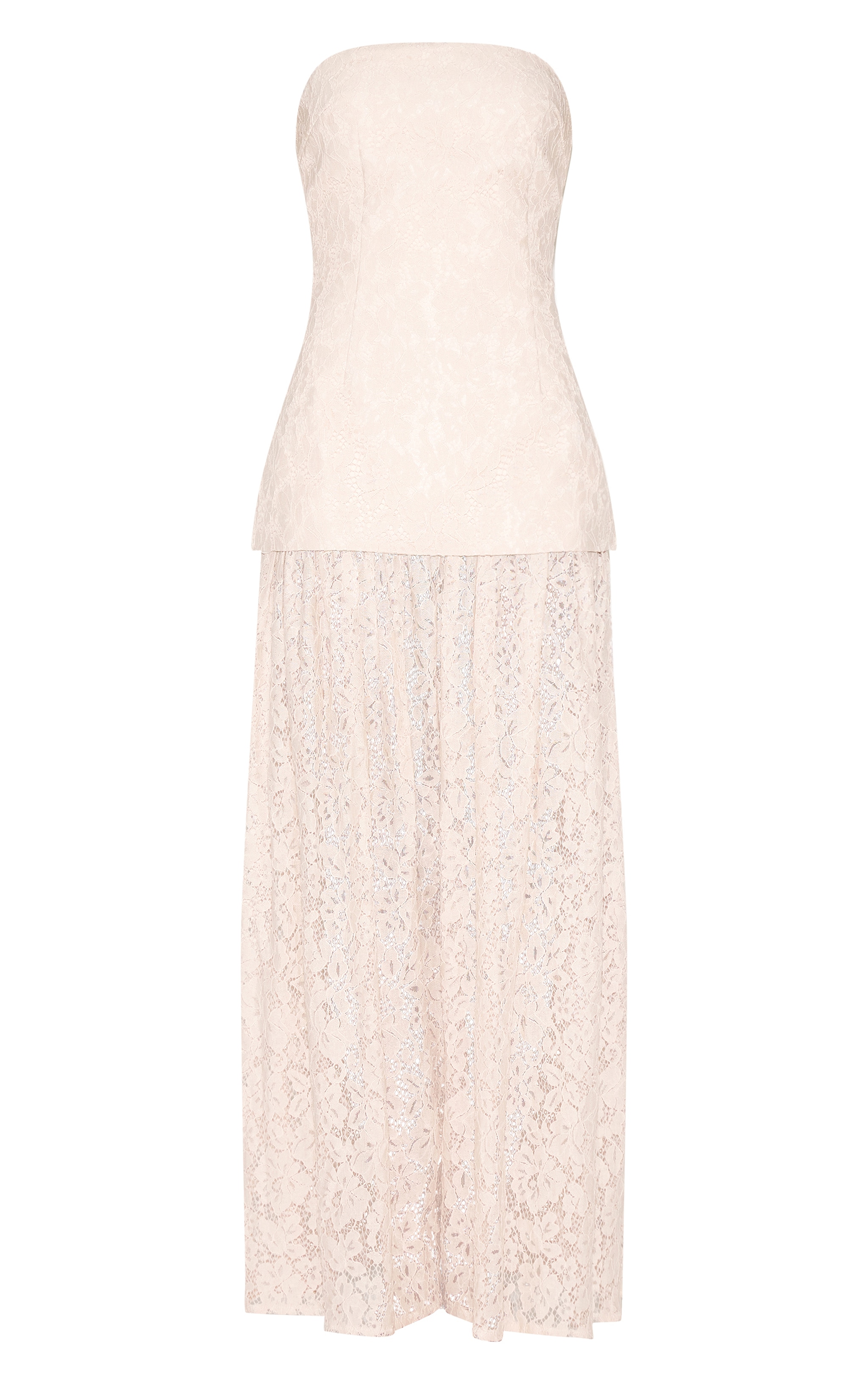 Cream Lace Sheer Skirt Panel Bandeau Midaxi Dress image 5