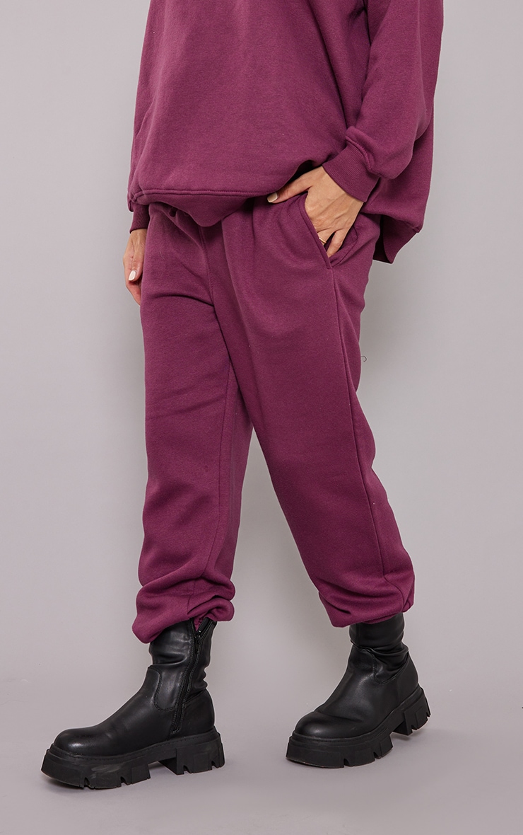 Maternity Dark Plum Basic High Rise Sweatpants image 2