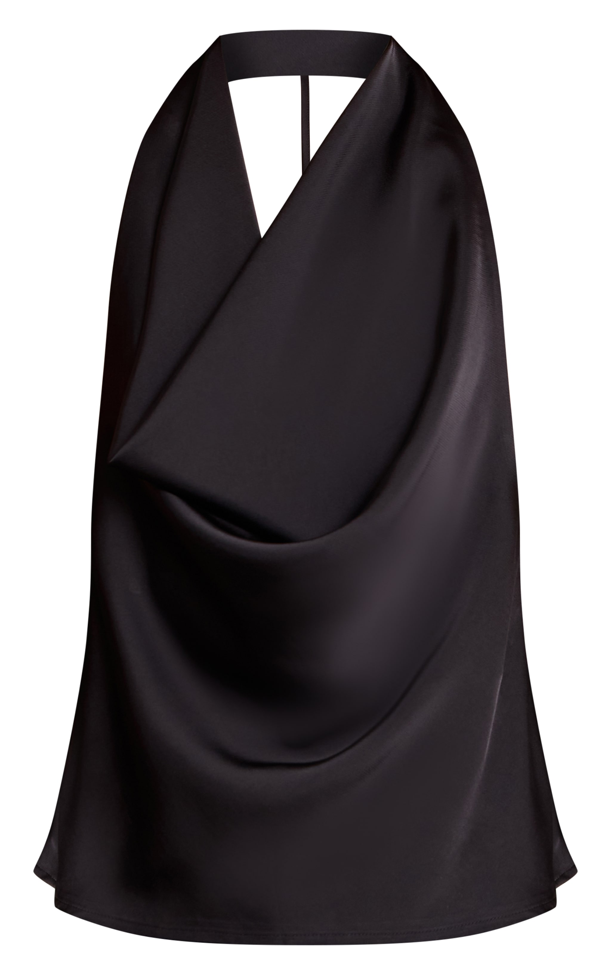 Black Satin Longline Cowl Neck Top  image 5