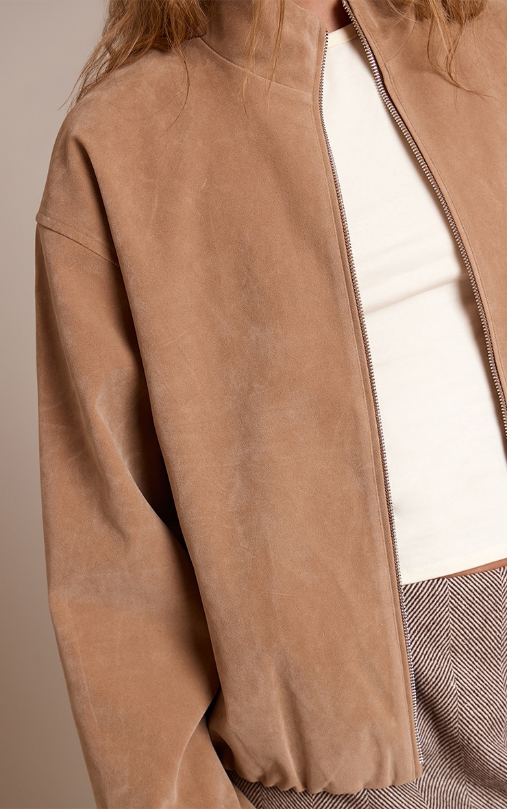 Sand Suede Bomber Jacket image 4