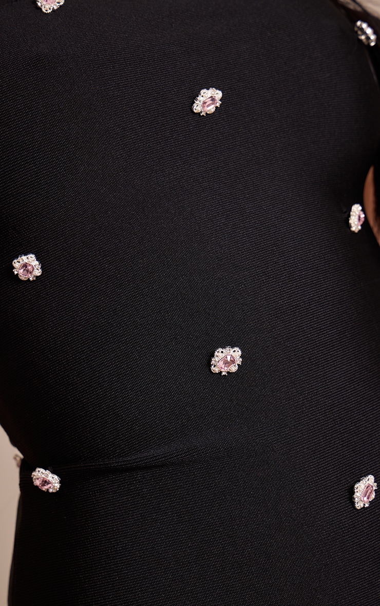 Black Bandage Embellished Bandeau Mini Dress image 4