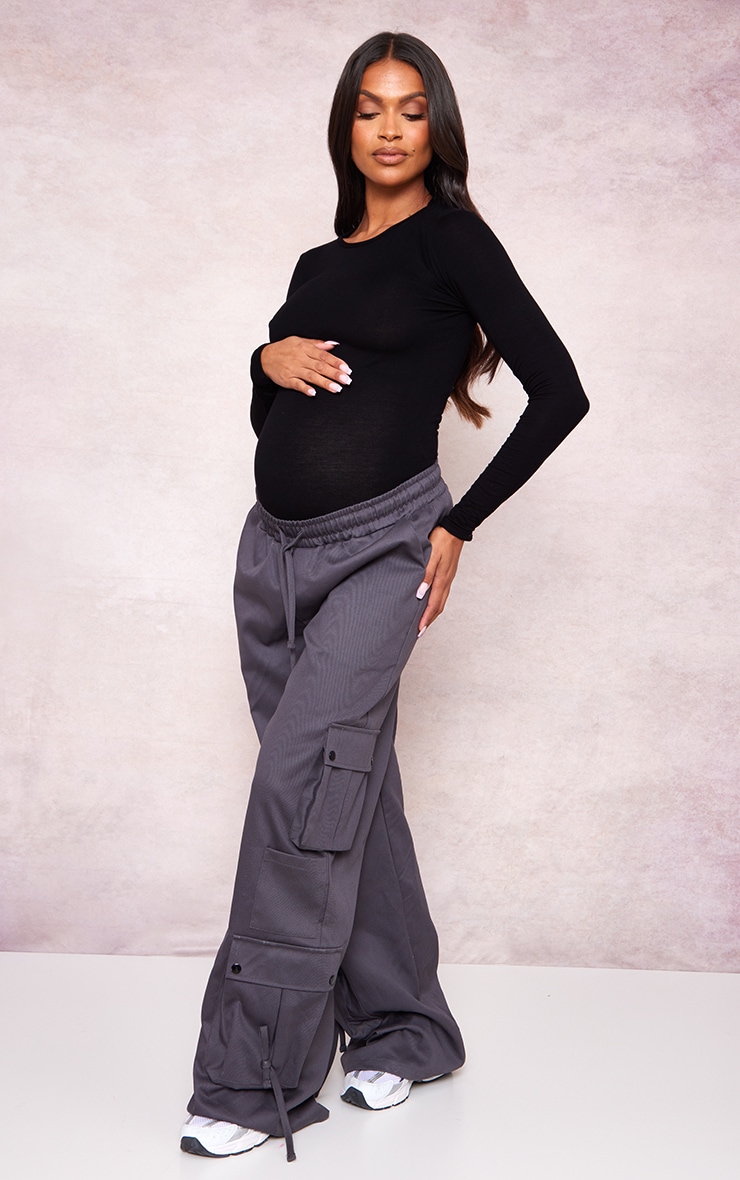 Maternity Black Basic Long Sleeve Top image 3