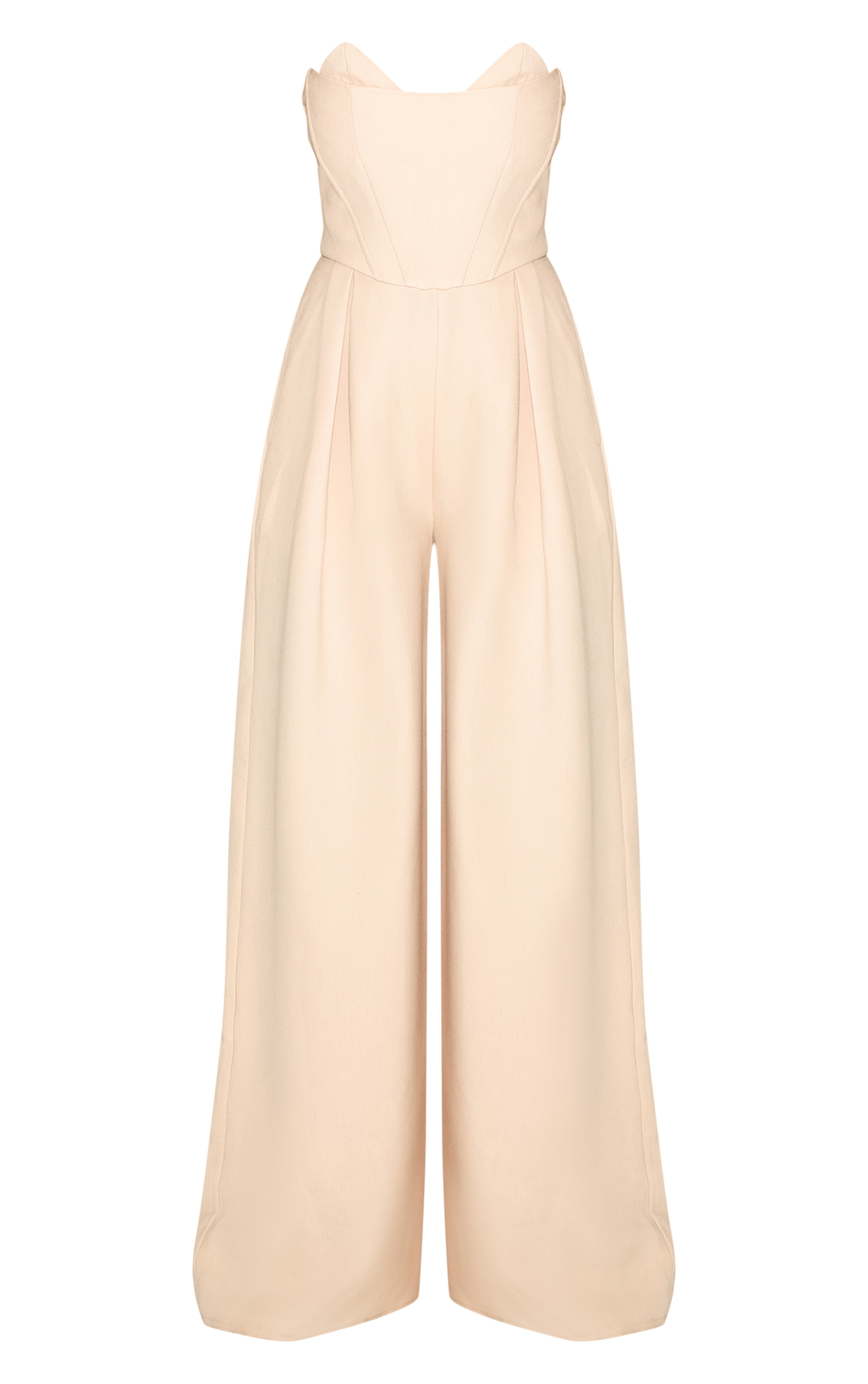 PLT Label Almond Corset Bust Detail Wide Leg Tailored Jumpsuit image 5