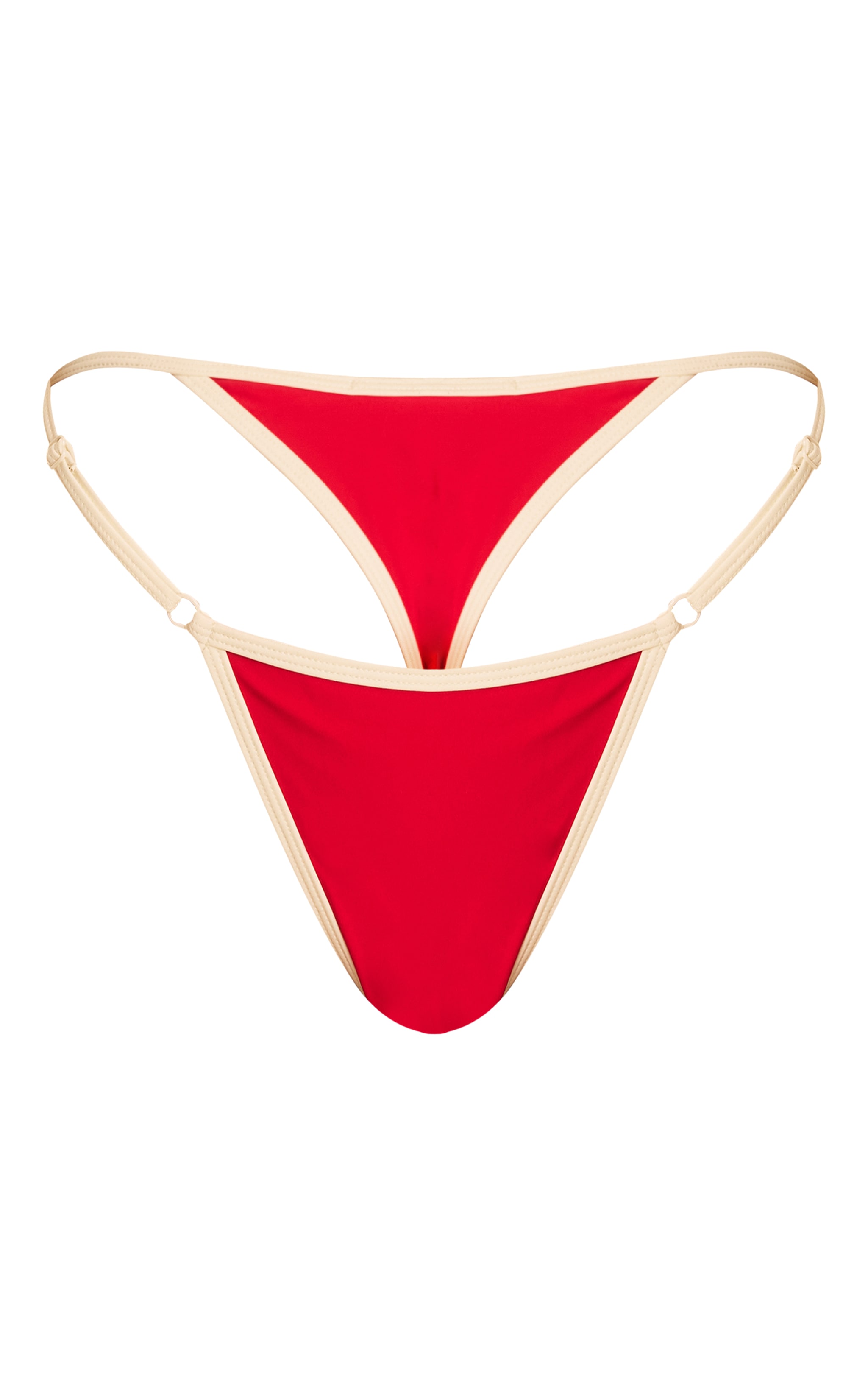  Red Contrast Binding String Tanga Bikini Bottoms image 5