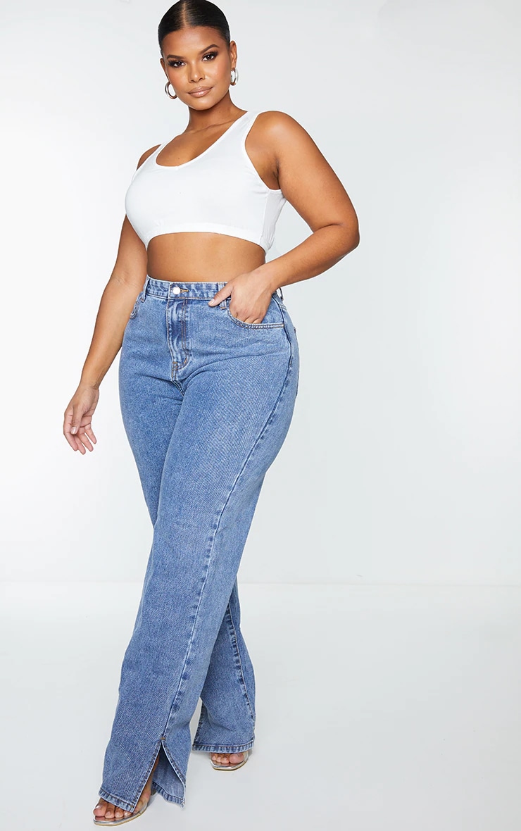 Plus Vintage Wash Split Hem Jeans image 1