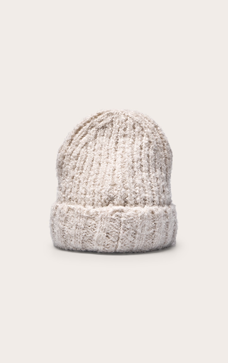 Cream Two Tone Bobble Knit Beanie image 2