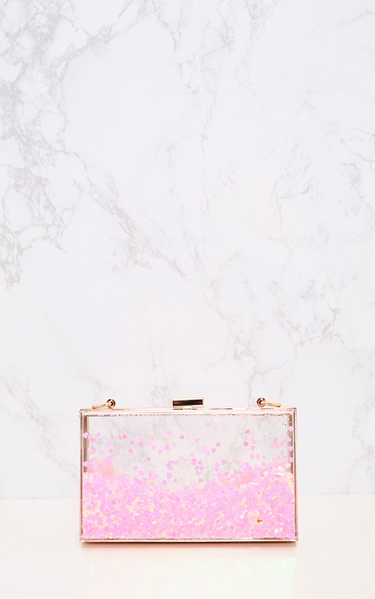 Pink Sequin Clear Box Clutch Accessories PrettyLittleThing USA