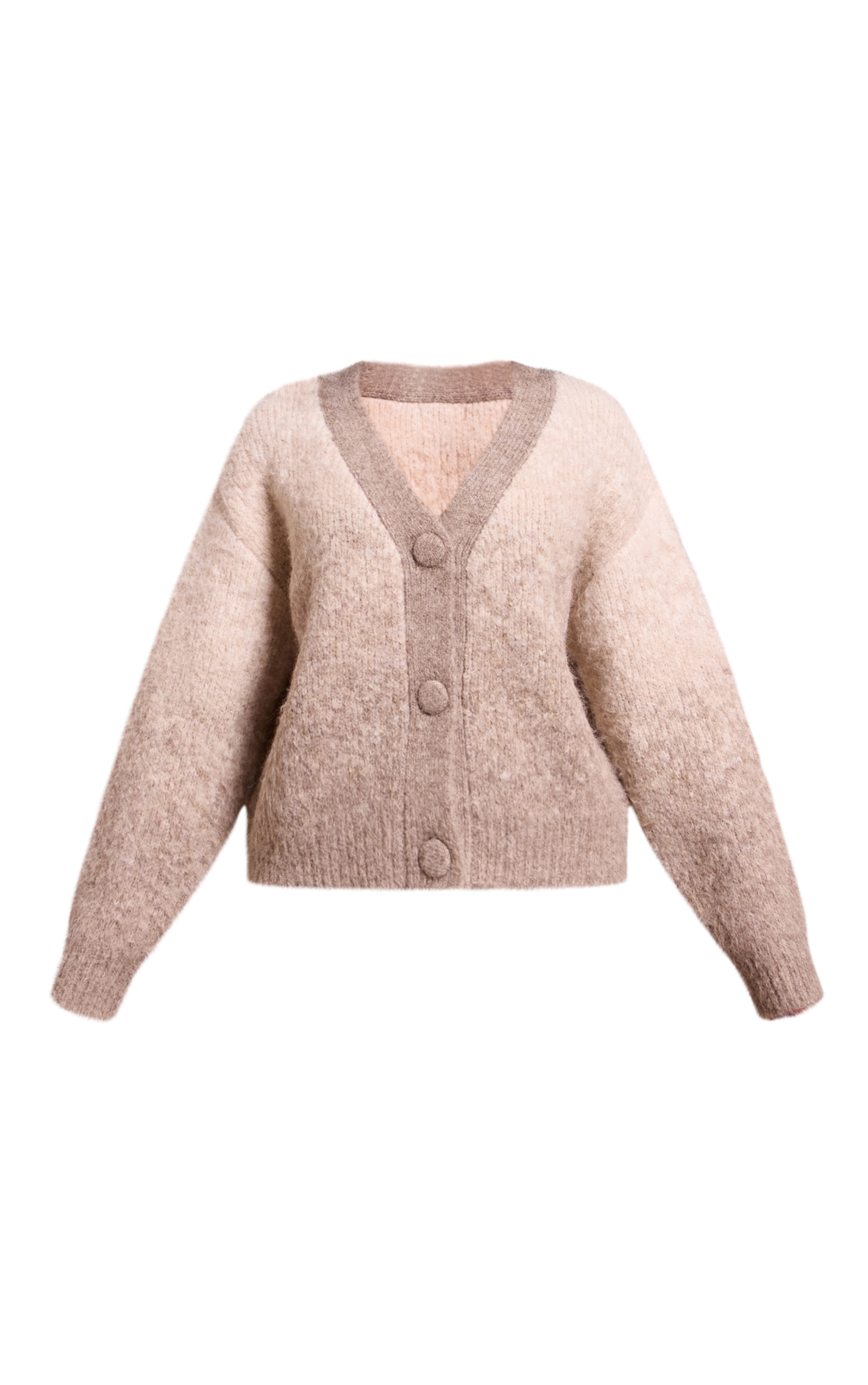 Petite Knitted Grey Ombre Brushed Long Sleeve Cardigan image 5