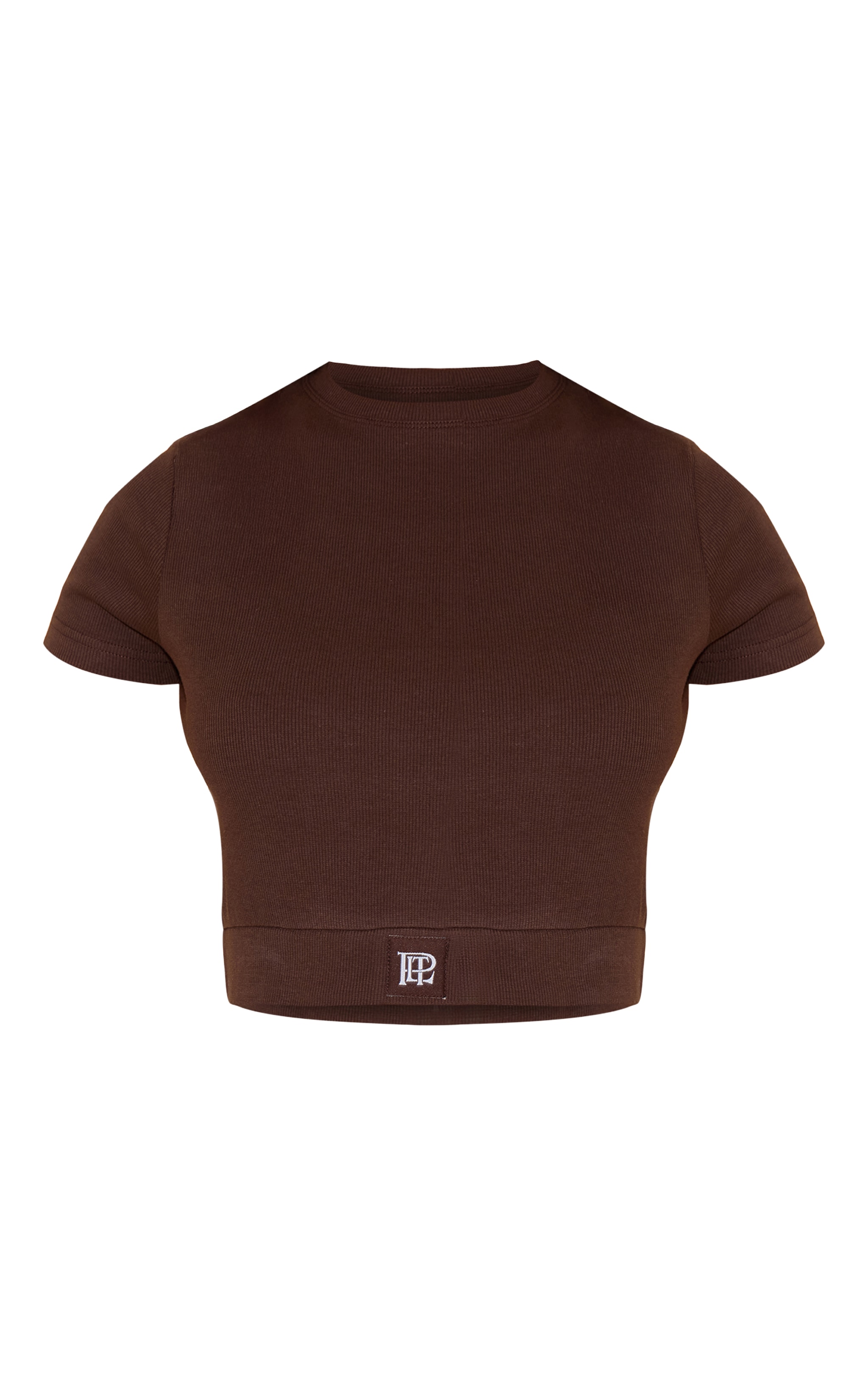 PrettyLittleThing Chocolate Sleep Tonal Satin Emblem Crop Top image 5