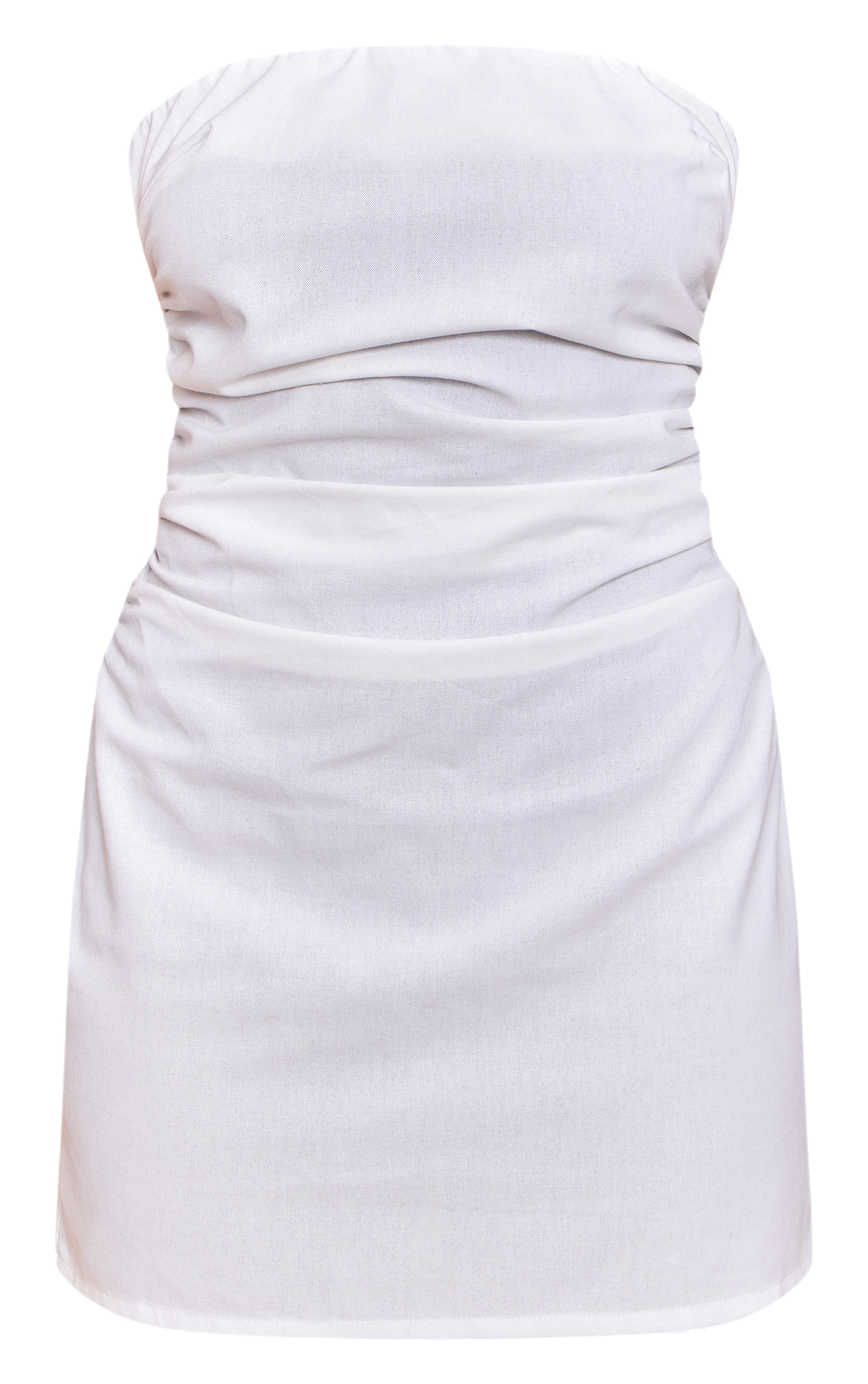 White Bandeau Ruched Mini Shift Dress image 5