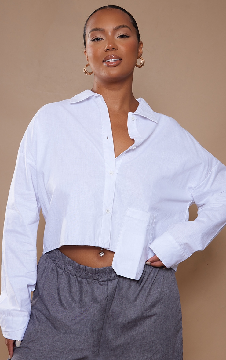 Twill Cropped Flare Leg Patch Pocket-White