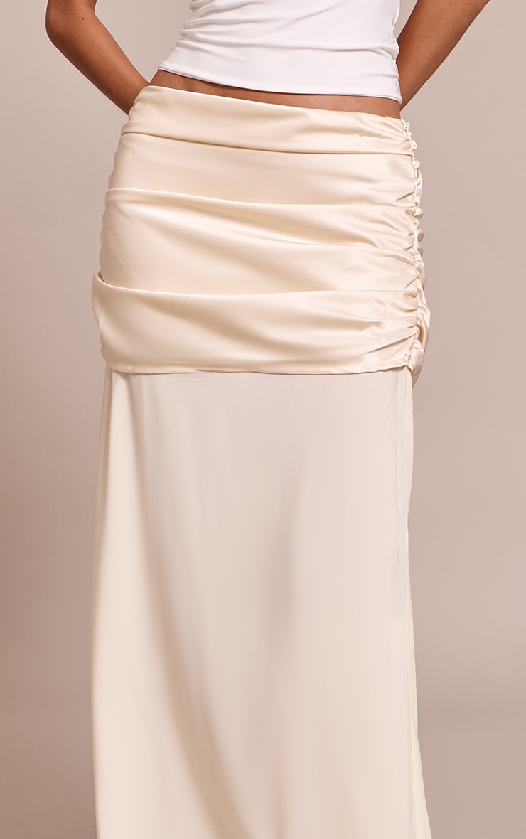 Cream Satin Overlay Chiffon Maxi Skirt image 4