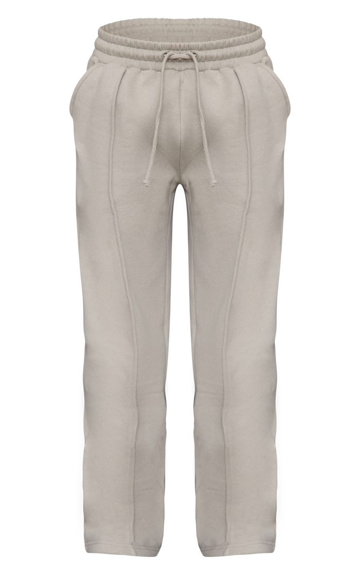 Petite Moss Grey Wide Leg Seam Detail Track Pants image 5