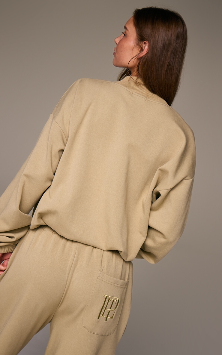 Veste bomber tissée sauge à logo brodé image 2
