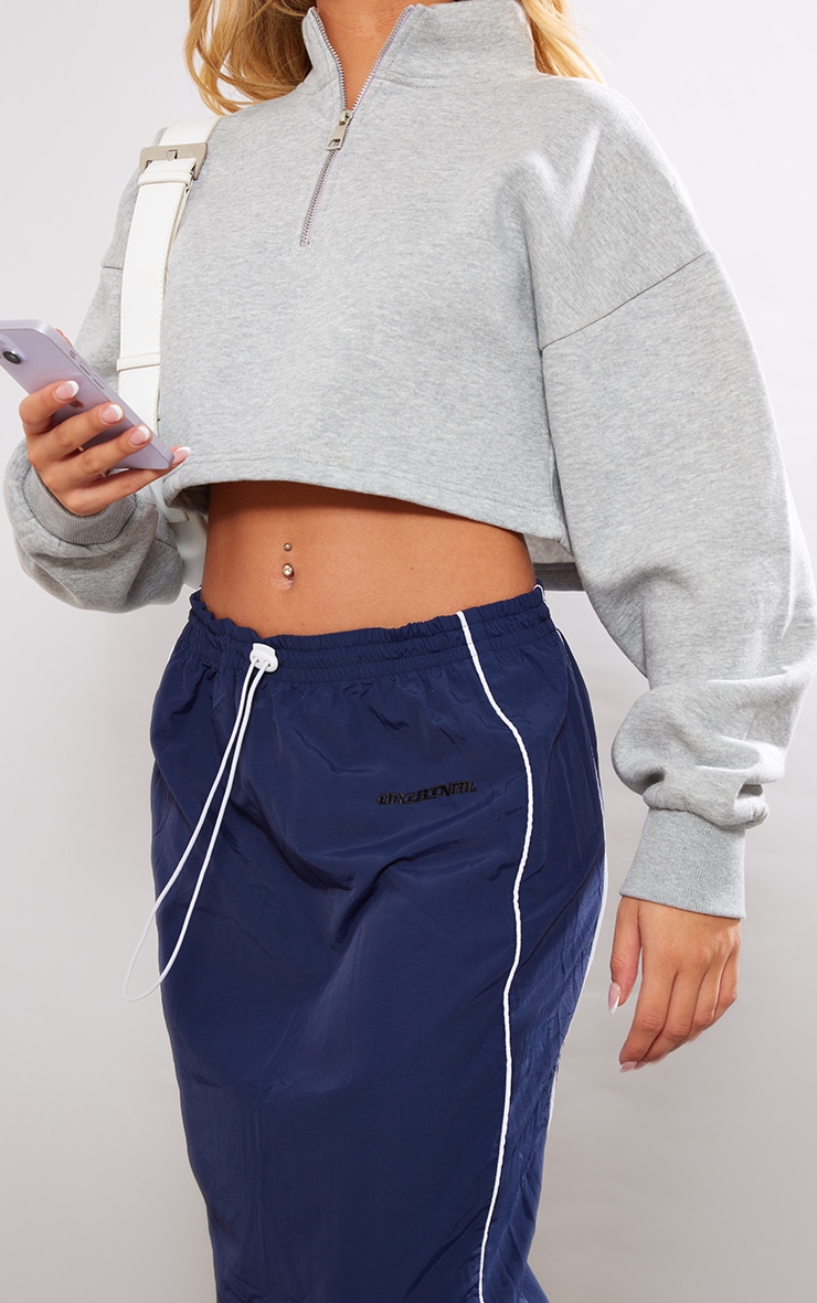 Navy Shell Toggle Waist Motocross Maxi Skirt image 4