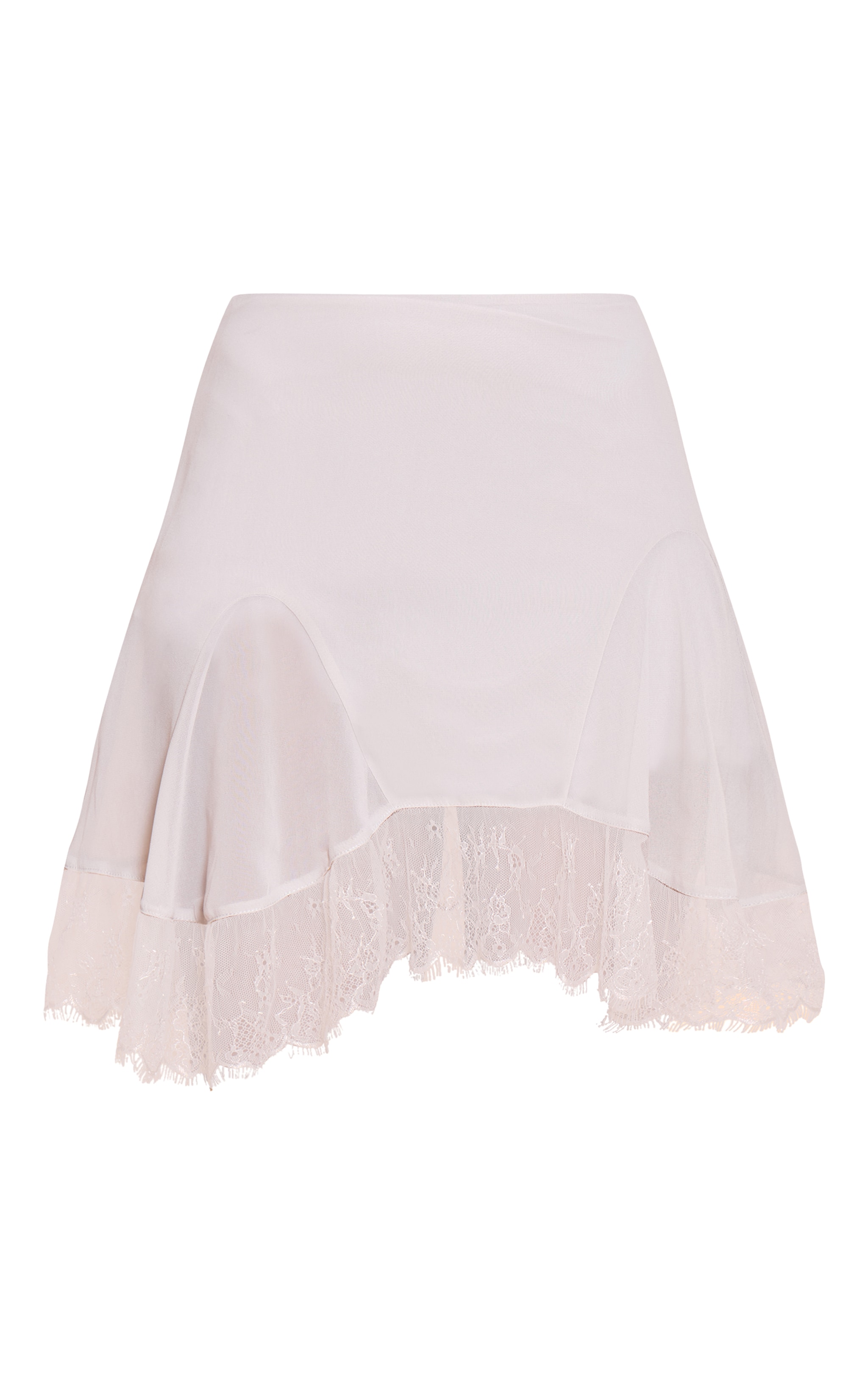 Grey Chiffon Lace Trim Hanky Hem Mini Skirt image 6